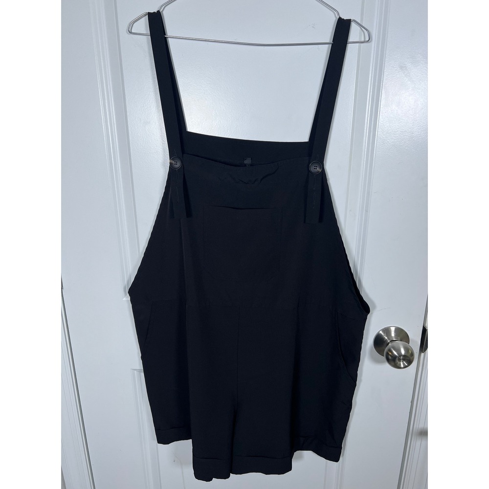 Unbranded Womens Jumper Shorts Black Button Strap Pinafore Size XL